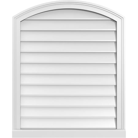 Ekena Millwork Arch Top Surface Mount PVC Gable Vent: Functional, w/ 2"W x 2"P Brickmould Sill Frame, 28"W x 34"H GVPAR28X3403SF